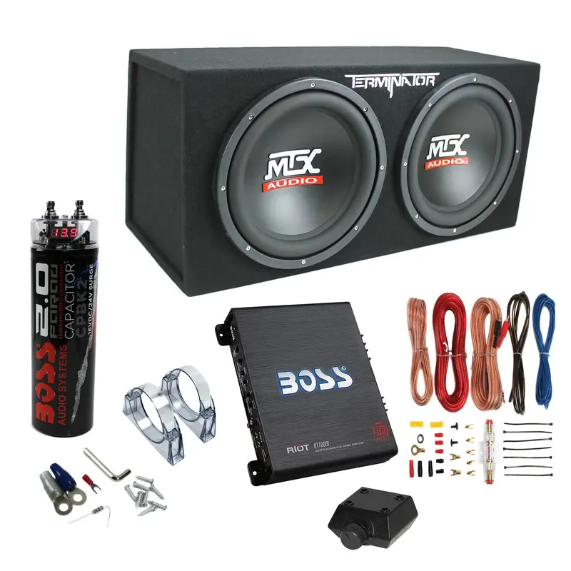 12-Inch Car Subwoofer Kit – 1200W Peak Power System with Amplifier, Capacitor & Installation Accessories