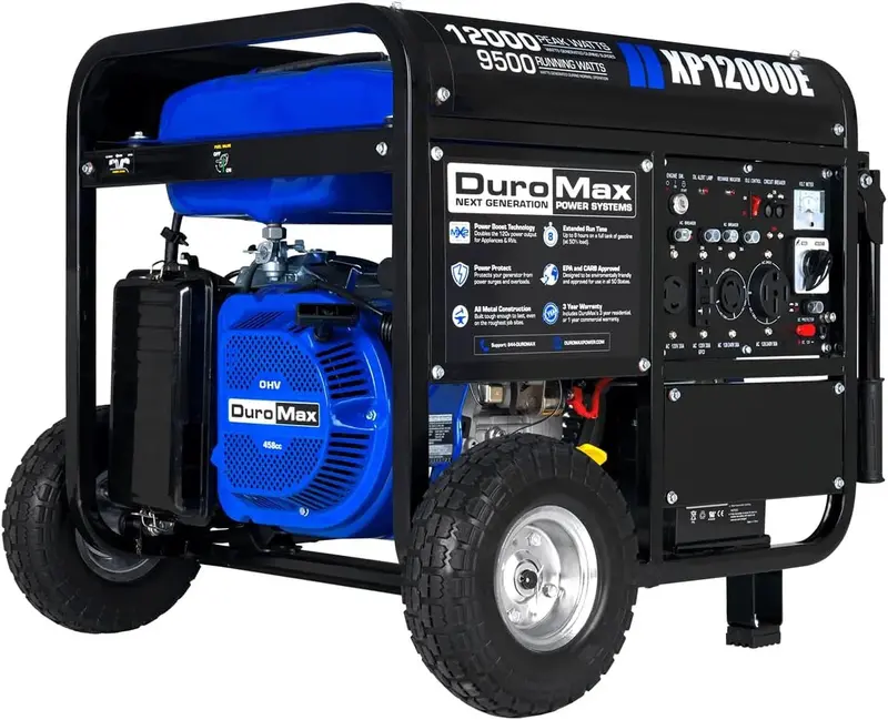 13,000W Dual-Fuel Portable Generator with Electric Start – Gas or Propane Powered for Whole-Home Backup