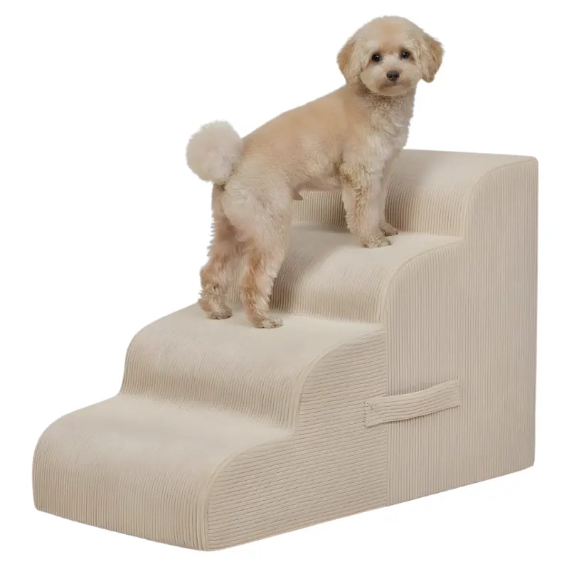 4-Step Foldable Pet Ramp – Lightweight Stairs for Beds and Sofas