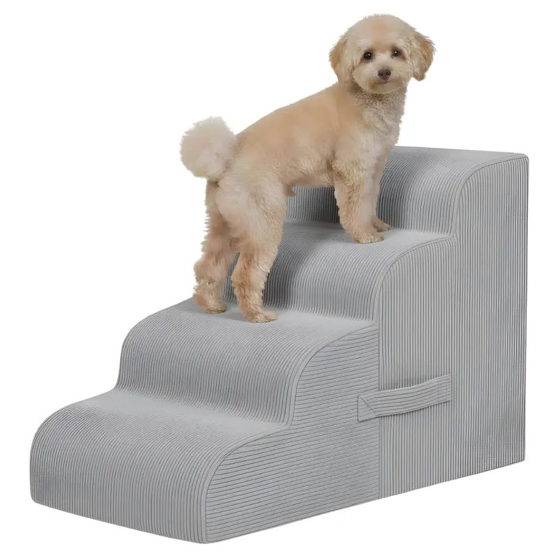 4-Step Foldable Pet Ramp – Lightweight Stairs for Beds and Sofas