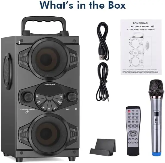 60W Portable Bluetooth Party Speaker – Outdoor Boombox Featuring Deep Bass, Dynamic LED Lights, FM Radio, Mic Input, and Remote 2