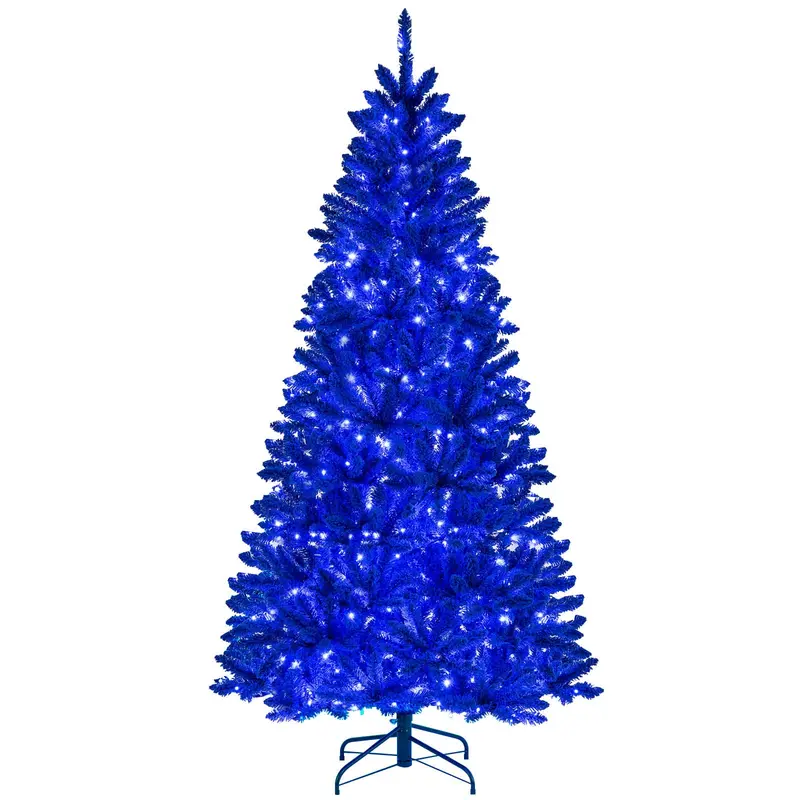 7-Foot Pre-Lit Royal Blue Snow-Flocked Artificial Christmas Tree with 340 Warm White LED Lights