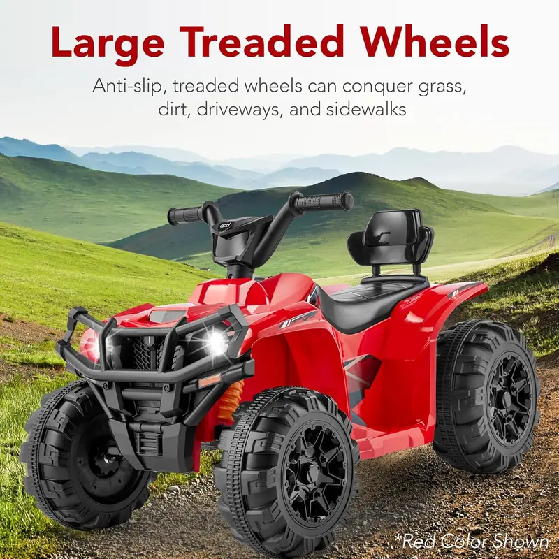 Best Choice Products 12V Kids Electric ATV Quad – Bluetooth Audio, LED Headlights, Treaded Tires & 2.4 mph Max Speed