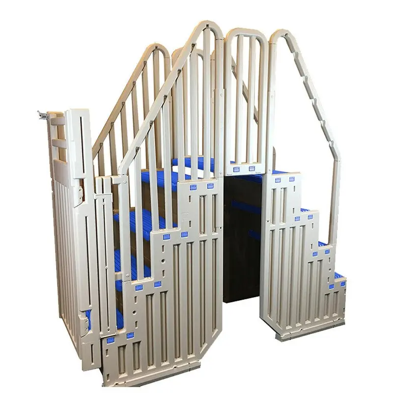 Confer Plastics Warm Gray Above-Ground Pool Kit – Includes Blue Steps, Secure Closure, and Structural Support Components 2