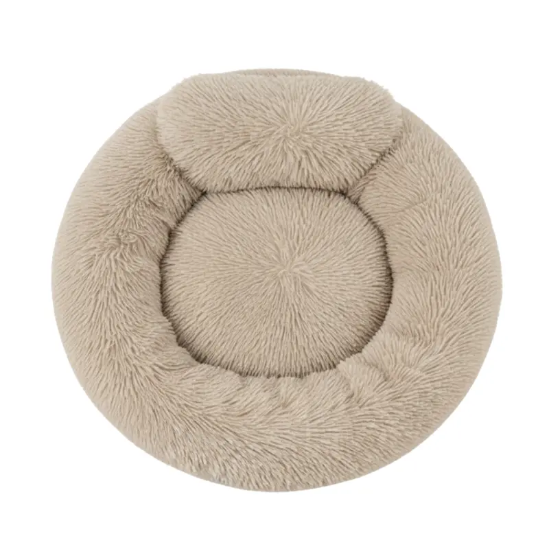 Donut-Shaped Dog Bed with Elevated Rim, Luxe Faux Fur Exterior, and Anti-Slip Bottom