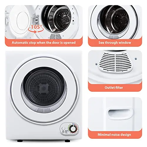 Euhomy Portable 110V Clothes Dryer – 850W Compact Front-Load Unit (1.5 Cu.Ft) for Small Spaces