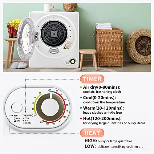 Euhomy Portable 110V Clothes Dryer – 850W Compact Front-Load Unit (1.5 Cu.Ft) for Small Spaces