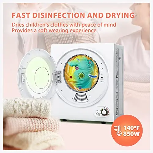 Euhomy Portable 110V Clothes Dryer – 850W Compact Front-Load Unit (1.5 Cu.Ft) for Small Spaces