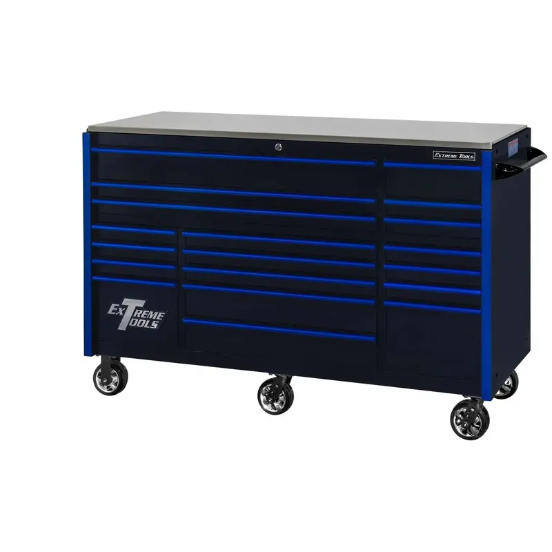 Extreme Tools RX250 Rolling Tool Cart – 72" x 30", 19-Drawer Configuration, Heavy-Duty 250-LB Slides
