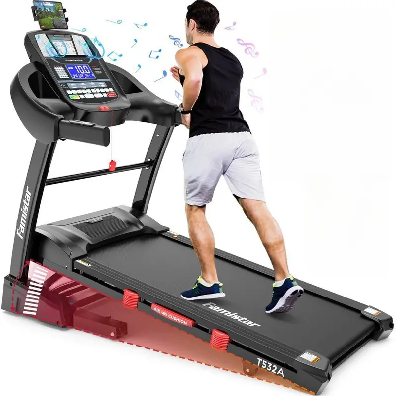 Famistar Folding Treadmill – 15 Auto-Incline Levels, 300-LB Weight Capacity, Top Speed 10 MPH