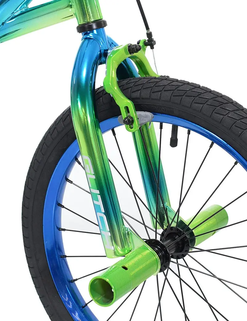 Genesis Glitch Youth BMX Bike – 18-Inch Blue/Green Alloy Frame for Beginner to Intermediate Riders