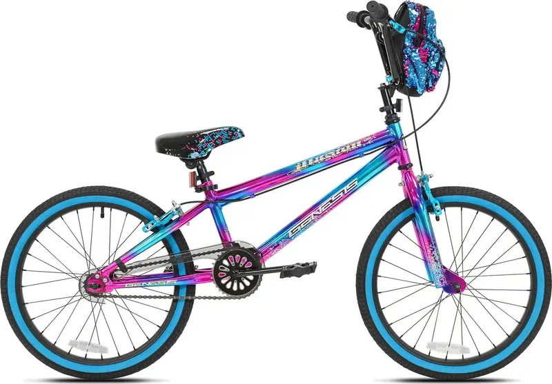 Genesis Illusion 20-Inch Girls' Hybrid Bike – Dual-Tone Blue and Purple Frame with Comfort Geometry