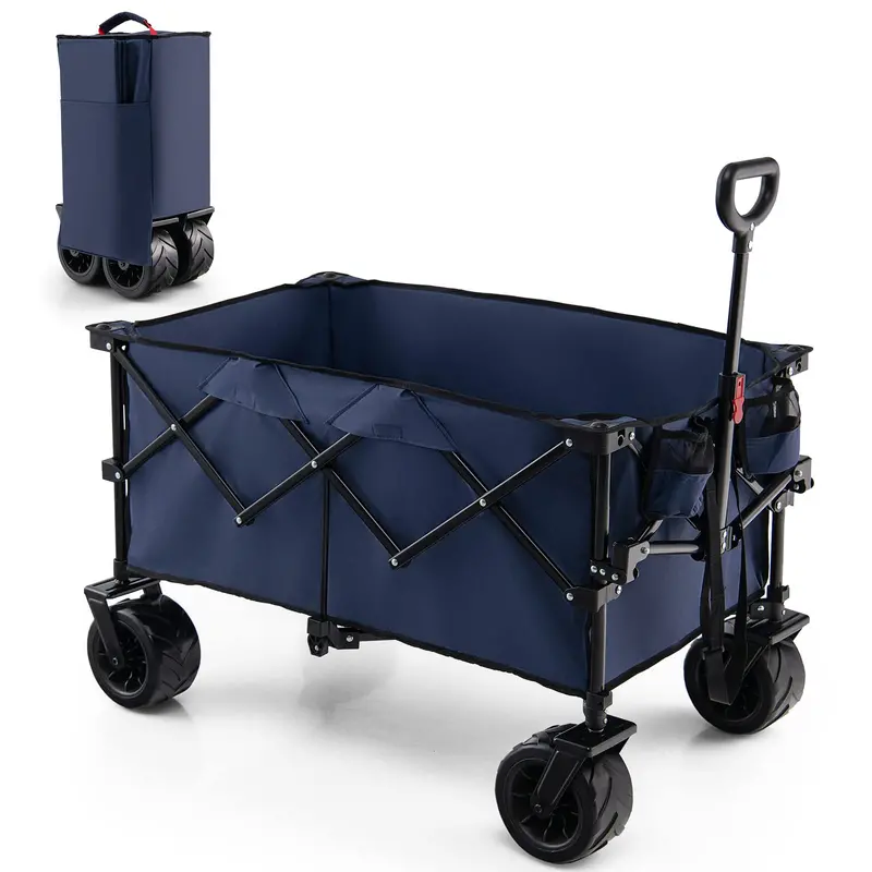 Heavy-Duty Collapsible Utility Wagon with Telescoping Handle and All-Terrain Wheels