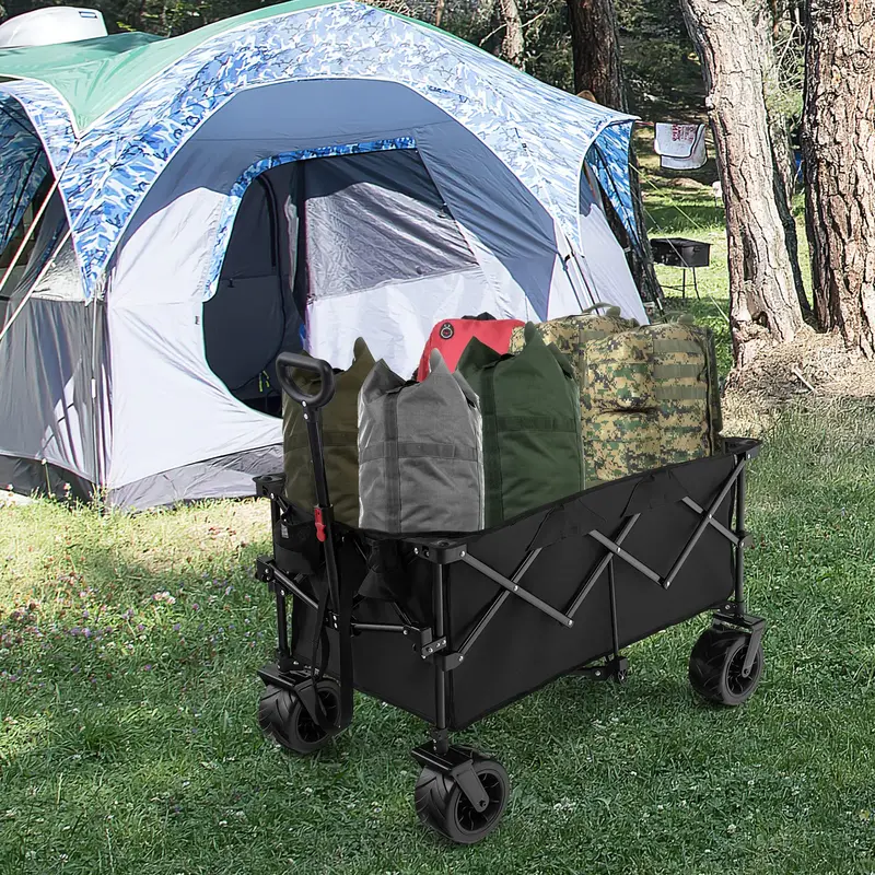 Heavy-Duty Collapsible Utility Wagon with Telescoping Handle and All-Terrain Wheels