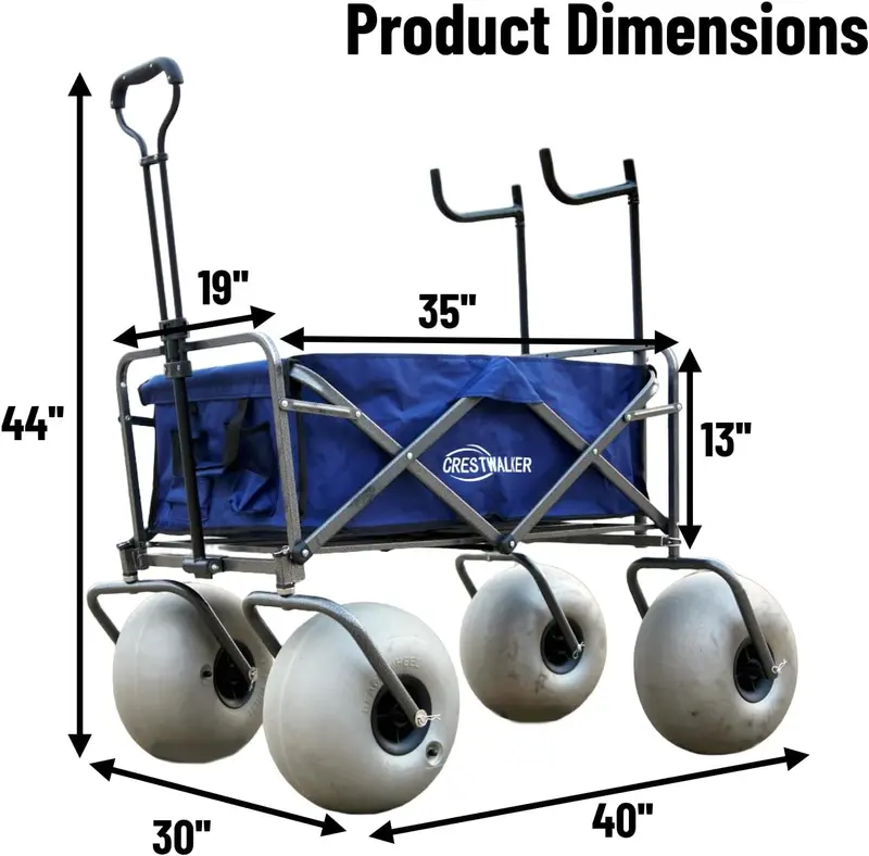 Heavy-Duty Inflatable Beach Cart – 13" Balloon Tires, Integrated Chair Mounts & Included Air Pump