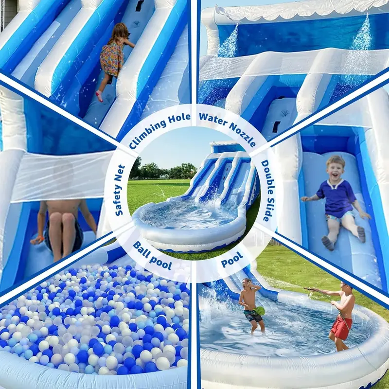 Heavy-Duty Inflatable Water Slide and Bounce Combo – 20.6 ft L × 9.5 ft W × 9.3 ft H