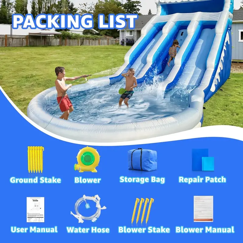 Heavy-Duty Inflatable Water Slide and Bounce Combo – 20.6 ft L × 9.5 ft W × 9.3 ft H