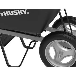 Husky Dual-Wheel 6 cu. ft. Flat-Free Poly Wheelbarrow – Durable Molded Tub & Smooth-Steering Design