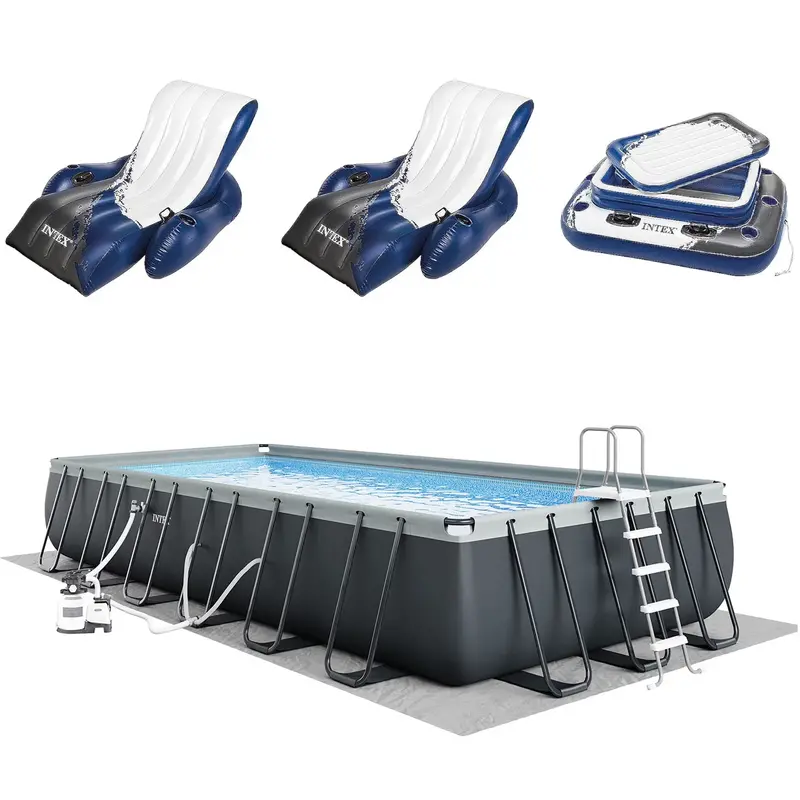 Intex Ultra XTR Above-Ground Pool Kit – 24 ft x 12 ft x 52 in with Dual Inflatable Floats & Cooler