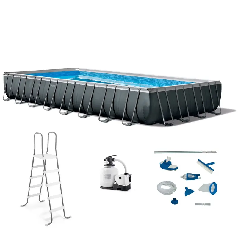 Intex Ultra XTR Above-Ground Pool Kit – 24 ft x 12 ft x 52 in with Dual Inflatable Floats & Cooler