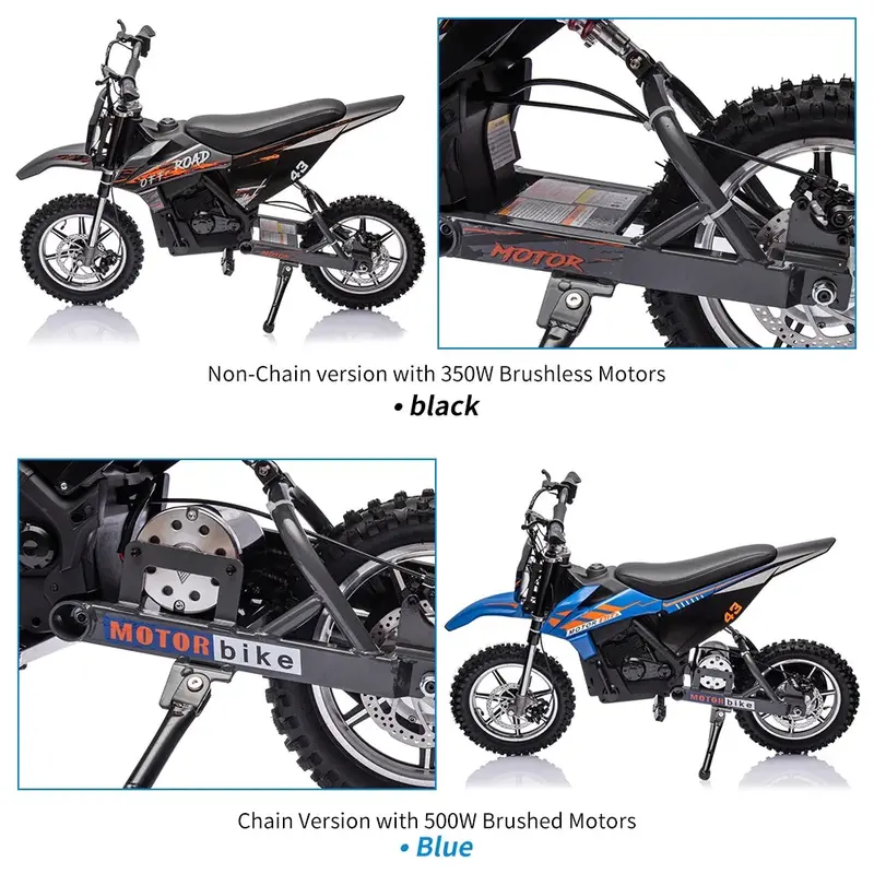 Kids’ Electric Dirt Bike – 36V Brushless 350W Motor, LED Headlight, Leather Seat, Recommended for Ages 8–16