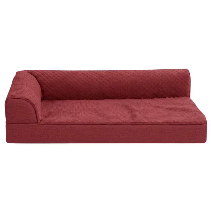 L-Shaped Memory Foam Dog Bed with Reinforced Bolsters and Removable Washable Cover