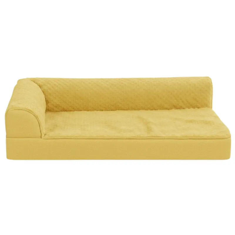 L-Shaped Memory Foam Dog Bed with Reinforced Bolsters and Removable Washable Cover