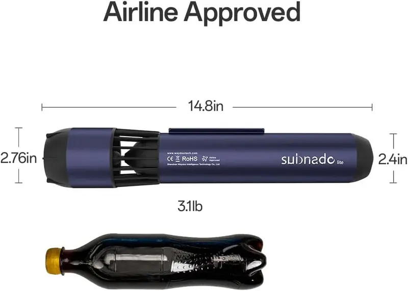 Lightweight Snorkeling & Scuba Scooter – Compact, Blue Underwater Propulsion Unit with Detachable Handle