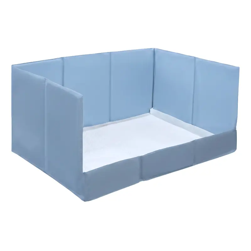 Low-Profile Disposable Pee Pad Tray with Foldable Frame and Leak-Proof Raised Edges