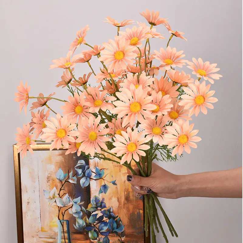 New York Aster Silk Stem Bundle – Five-Head Branch for Seasonal Tabletop and Wall Displays
