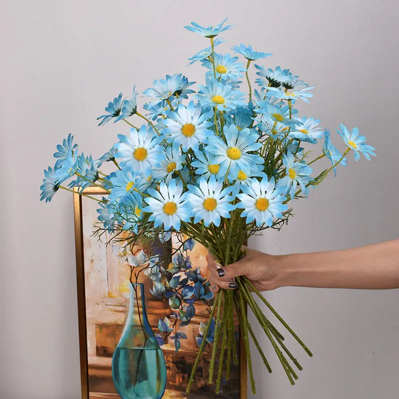 New York Aster Silk Stem Bundle – Five-Head Branch for Seasonal Tabletop and Wall Displays