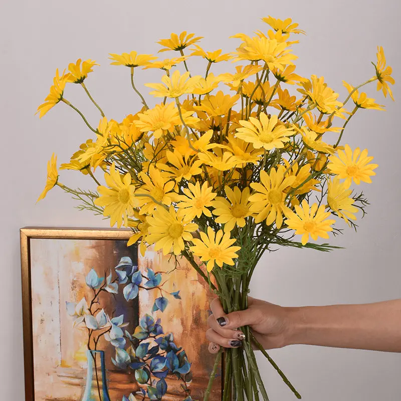 New York Aster Silk Stem Bundle – Five-Head Branch for Seasonal Tabletop and Wall Displays
