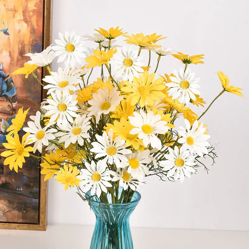 New York Aster Silk Stem Bundle – Five-Head Branch for Seasonal Tabletop and Wall Displays