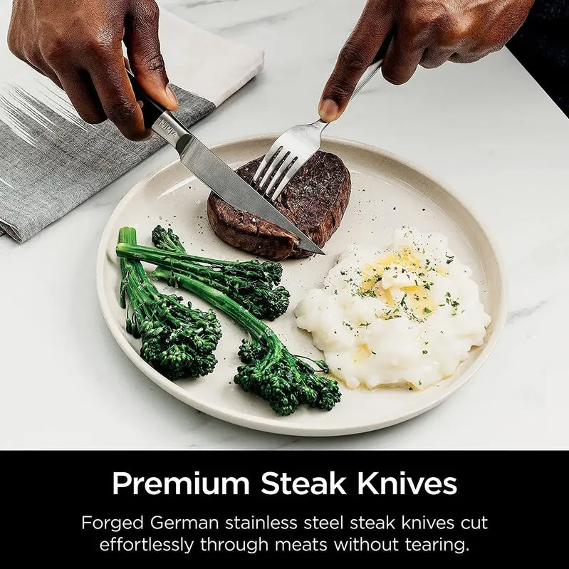 Ninja K32017 Foodi NeverDull 17-Piece Knife Block Set – Self-Sharpening Stand with Stainless Steel Blades and Black Acrylic Base