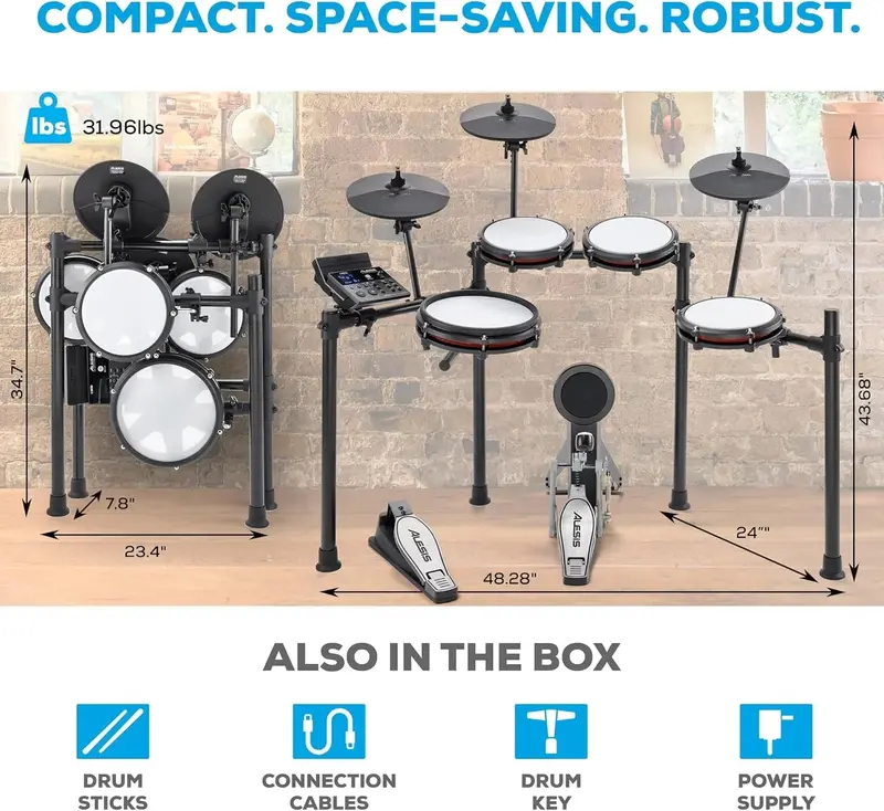 Nitro Max Bluetooth Electric Drum Kit with Mesh Heads & Studio-Grade Sound