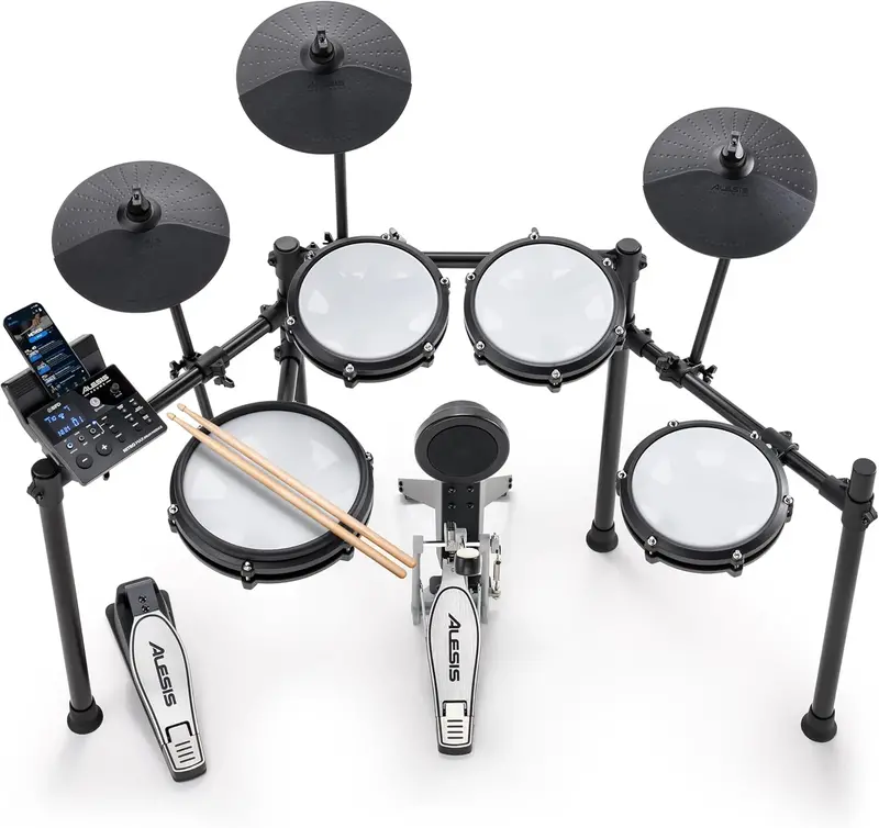 Nitro Max Wireless Electronic Drum Kit – Professional Mesh Drum Pads, Bluetooth Integration, Full-Size Digital Drum Set