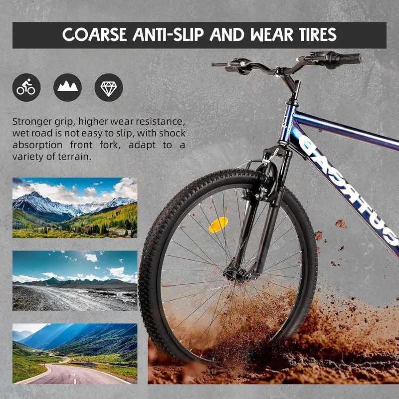 Outroad 26-Inch Mountain Bike – 21-Speed Hybrid with Dual Braking System and Tool-Free Assembly 2