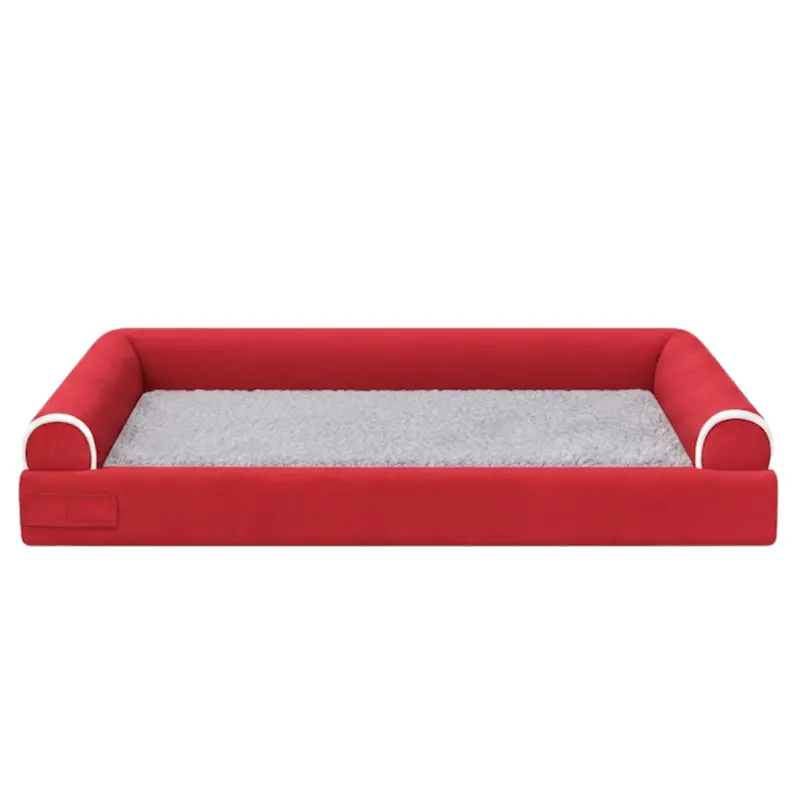Plush Fleece-Lined Pet Bed with Three-Sided Support Bolsters for Comfort and Security