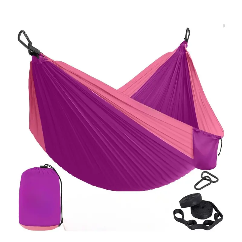 Premium Nylon Hammock with Heavy-Duty Tree Straps and Reinforced Steel Carabiners
