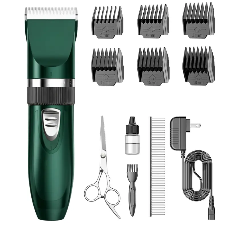 Professional Stainless Steel Cordless Pet Clippers – Full Kit with Guide Combs & Docking Charger
