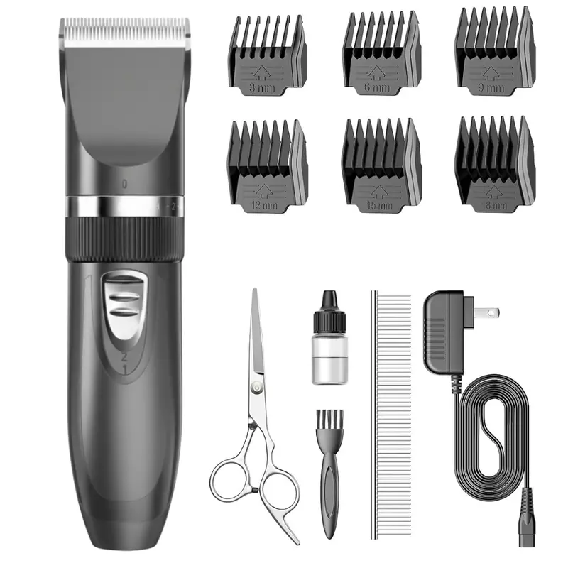 Professional Stainless Steel Cordless Pet Clippers – Full Kit with Guide Combs & Docking Charger