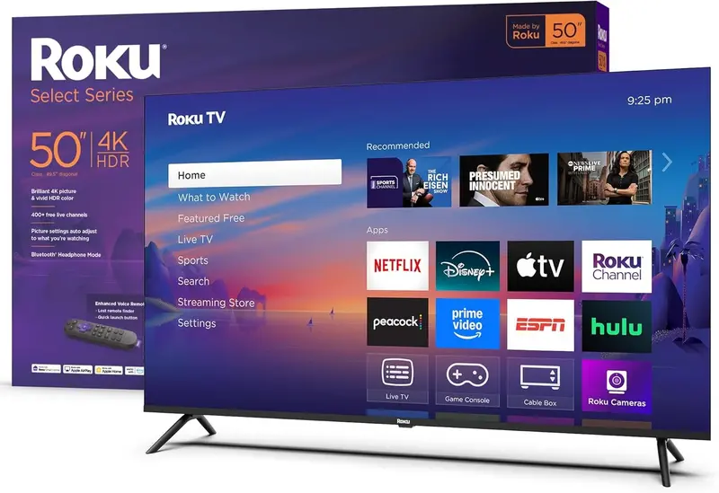Roku 50-Inch Select Series 4K HDR Smart TV – Voice-Controlled Remote & Streaming-Enhanced Display