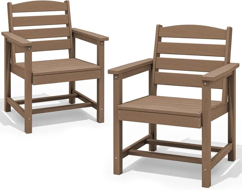SERWALL Blue HDPE 7-Piece Outdoor Dining Set: Weatherproof Patio Table with Umbrella Hole + Six Stackable Chairs