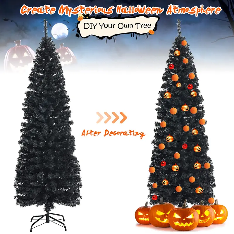 Slim 6-Foot Blue Pencil Christmas Tree – Compact Artificial Design for Small Spaces