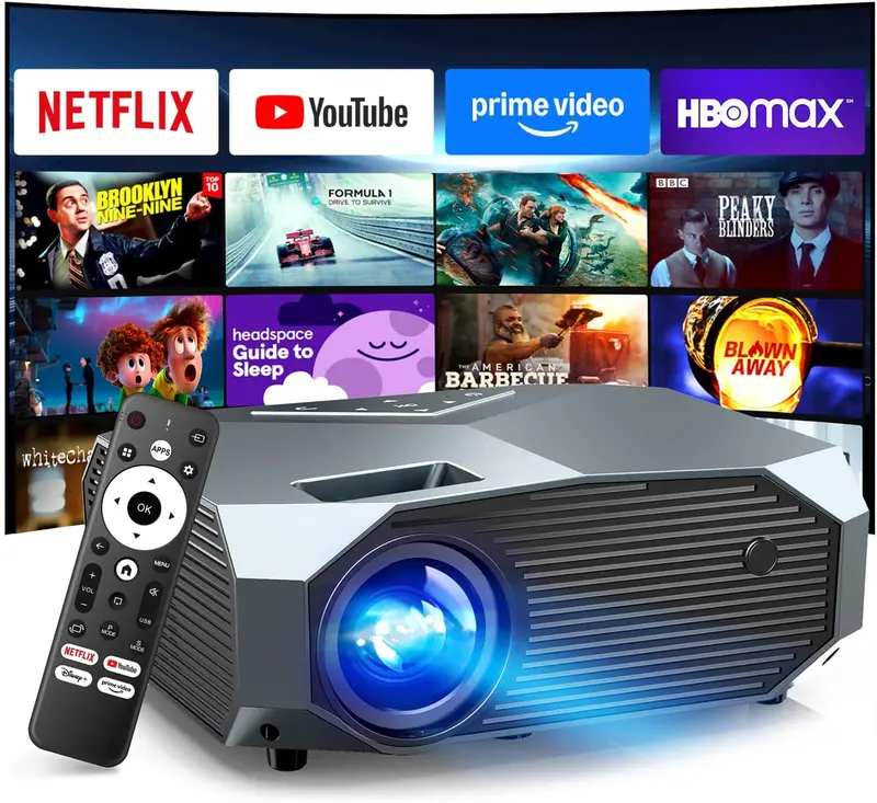 Smart 4K Projector with Netflix Integration – 5G WiFi 6, Bluetooth 5.3, High-Lumen Output
