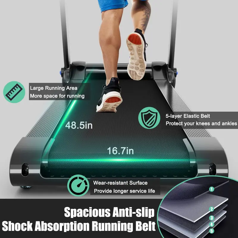 Smart Folding Treadmill – 3HP Motor, Bluetooth Audio, HD Touch Display, and Mobile App Connectivity