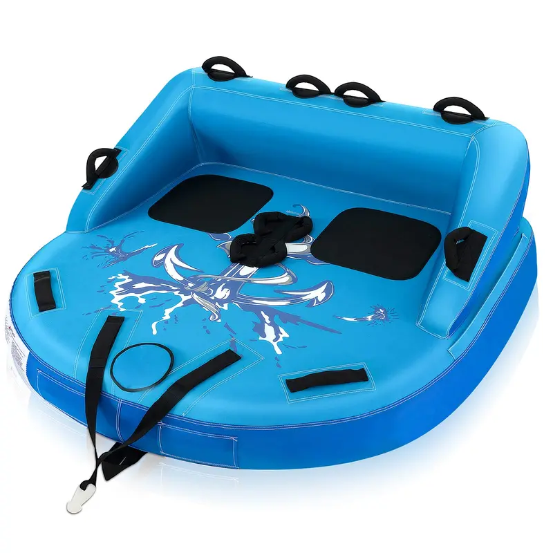 Sofa-Style Inflatable Towable Tube – 1–2 Person Water Sport Accessory with Drain Ports