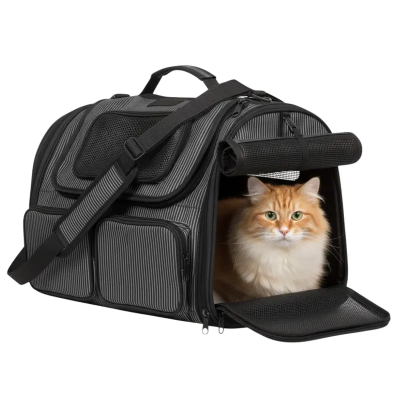 Ventilated On-the-Go Pet Carrier for Small Dogs & Cats with Organized External Pockets 2